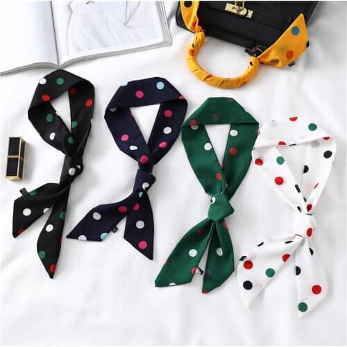 Skinny Scarf Women Silk Neck Hair Scarfs 2020 Designer Print Lady Headband Hand Bag Scarves Ribbon Wrap Femme Neckerchief