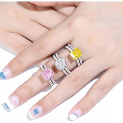 Pirmiana Luxury S925 Silver 3.0ct Yellow Simulated Diamond Rings CZ Gemstone Fashion Jewelry Women