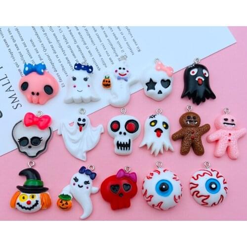 10pcs Resin Flatback Halloween Ghost Charm Eye Pendant for Keychain, Earring, Scrapbooking, Jewelry DIY Making, Necklace