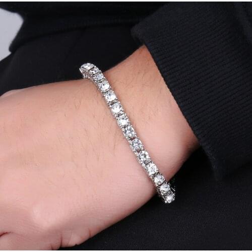 Hip Hop 1Row Bling CZ Iced Out Rhinestone Cubic Zirconia Bracelet Tennis Chain Bracelets For Women Men Jewelry