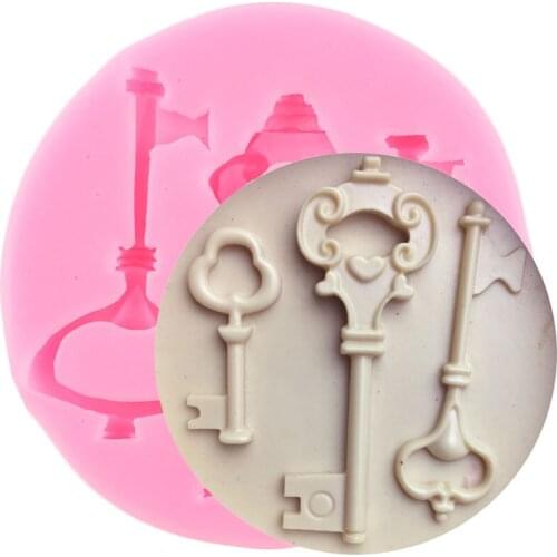 3D Key Shape Silicone Fandont Mold DIY Party Chocolate Fondant Cake Decorating Tools Cupcake Topper Candy Resin Clay Moulds