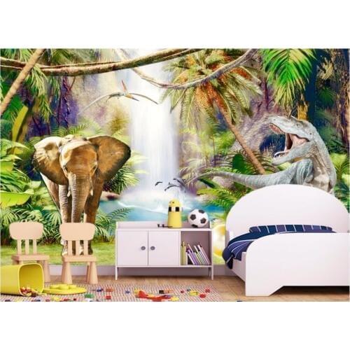 3d wallpaper custom photo Virgin forest dinosaur elephant child room decoration painting 3d wall murals wallpaper for walls 3 d