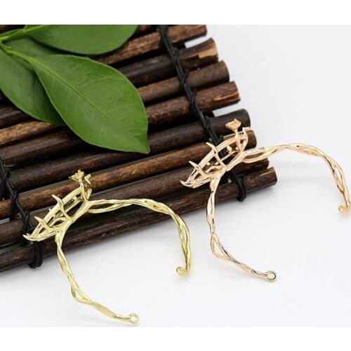 5pcs Brass Casted Women Flower Leaf Vine Branch Bangle Bracelet Cabochons Prong Base Metal Quality Gold Color Jewelry Accessoies