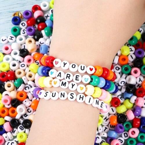 500g/bag Mixed Acrylic Letter Number Beads 6mm Square Round Heart Alphabt Beads For DIY Making Jewelry Bracelets Accessories