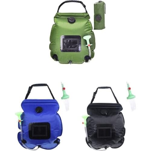77JE Solar Powered Camping Shower Bag 20L Heating Outdoor Travel Portable Sun Shower Water Bag for Summer Beach Swimming Fishing
