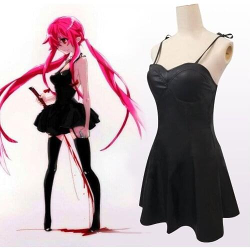 Anime Cos The Future Diary Gasai Yuno Black PU Leather Fancy Dress Cosplay Costumes Mirai Nikki Braces Skirt Performance Costume
