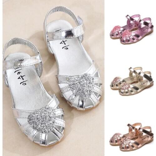 Kid Girl Ballet Shoes Ankle Strap Flat Sequins Sandals Party Dress Princess Shoe