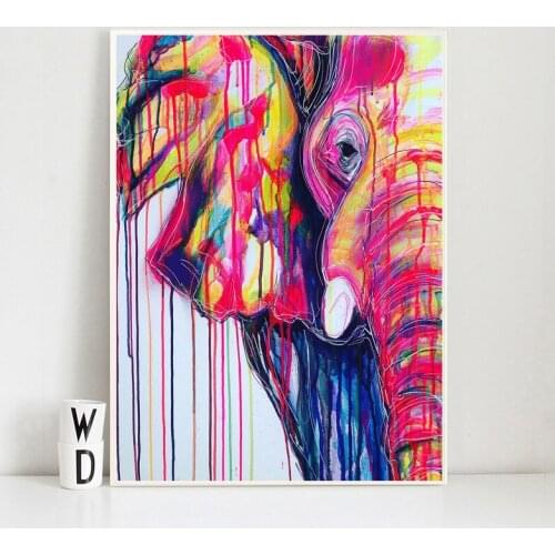 Colors Elephant Pop Art Canvas Painting Print Living Room Home Decor Modern Wall Art Oil Painting Poster Salon Pictures Artwork