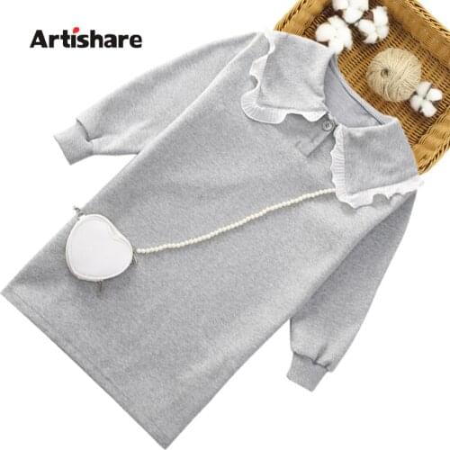 Kids Dresses For Girls Solid Color Kids Party Dresses For Girls Long Sleeve Children Dress Spring Autumn Childrens Clothing