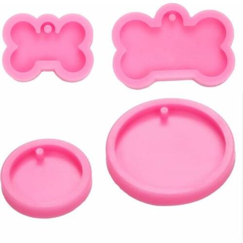 DIY Dog Tag Bone Shaped Keychain Epoxy Resin Mold Silicone Mould Crafts Key Chain Pendant Making Tools Crystal