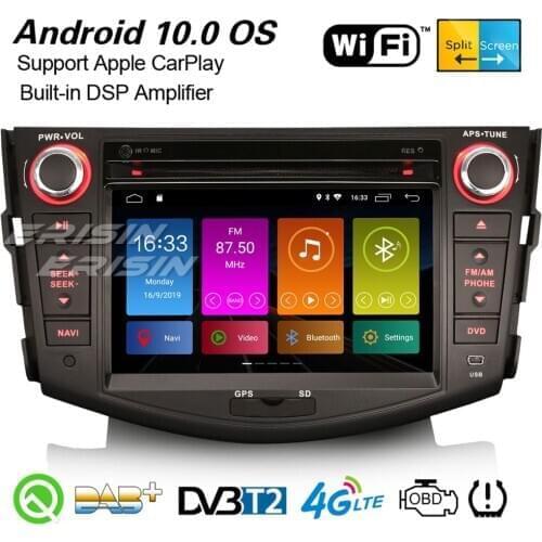 Erisin Android 10.0 DSP Car Stereo Carplay DAB+ Navi WiFi Bluetooth DVB-T2 TPMS OBD2 DVR SWC GPS For Toyota RAV4 2006-2012 3024