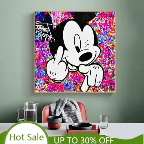 Disney Colourful Mickey Mouse Painting Street Art Canvas Painting Poster and Print Graffiti Art Wall Art Picture Home Decoration