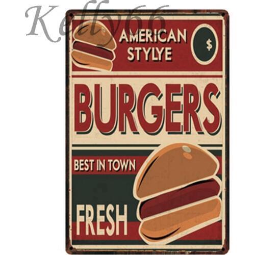 [ Kelly66 ] Burgers Metal Sign Tin Poster Home Decor Bar Wall Art Painting 20*30 CM Size y-1727