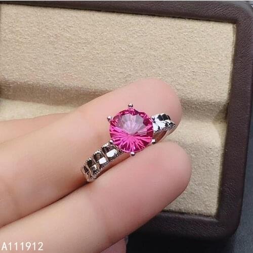 KJJEAXCMY fine jewelry natural pink topaz 925 sterling silver women ring support test popular