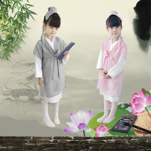 Chinese Ancient Childrens Hanfu Suit Tang Dynasty Folk Student Costume Stage Performance Outfit for Cosplay Girls Hanfu Robe