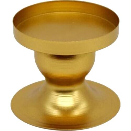 Round Iron Candle Holder Gold Decorative Pillar Candle Holder European Style Candlestick Stand Tray