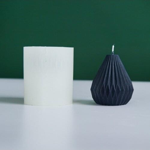 LOVE'N LV533T Amazon sells new geometric line Pear Shaped Candle Mold stripe conical silicone mold DIY Candle Mold