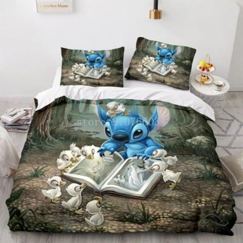 Cute Full Lilo & Stitch Bedding Set Single King BedLinen Duvet Cover Set Pillowcase Children Adult Boys Girls Gift