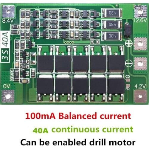 3S 40A Li-ion Lithium Battery Charger Lipo Cell Module PCB BMS Protection Board For Drill Motor 12.6V with Balance