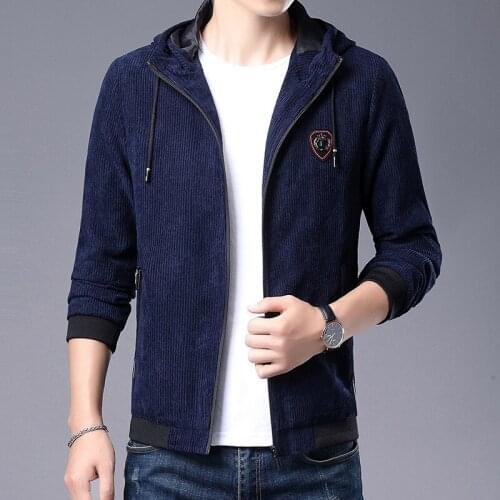 Mens clothing jacket Corduroy autumn jacket mens jacket casual Joker autumn jacket 2020 new Korean men fashion hooded clothes