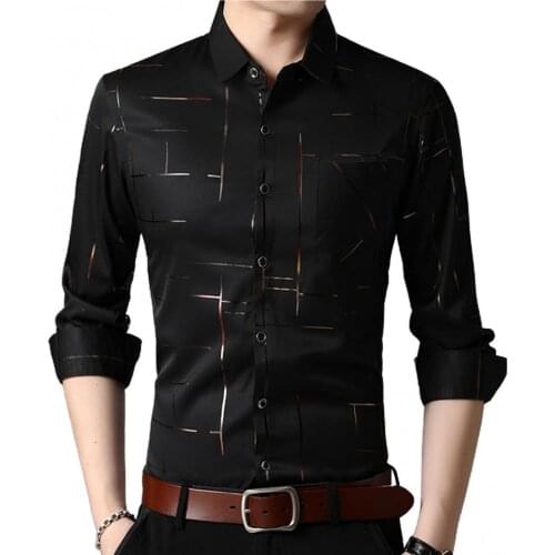 2021 Men Spring Autumn Long Sleeve Stripes Single-breasted Social Business Shirt Casual Slim Shirt With Button Plus Size Tops