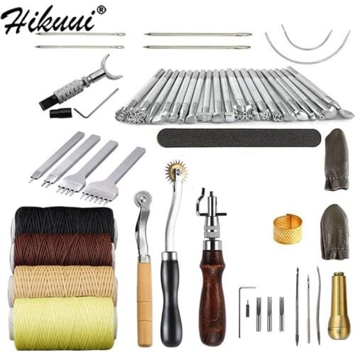 Leather Craft Tools Kit Hand Sewing Stitching Hole Punches Carving Work Saddle Leathercraft Accessories DIY Tool Set