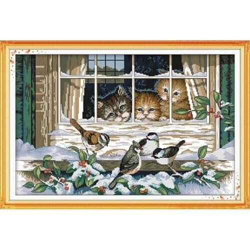 Cross Stitch Sets Scenery outside the window 11CT Stitching Embroidery Kits Counted Cross Stitch Wall Home Decor Cross Stitch