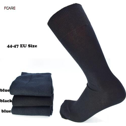 Fcare 12PCS=6 pairs 44, 45, 46, 47 plus size big long leg business socks calcetines men cotton dress wedding black blue socks