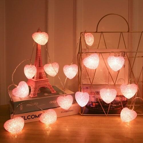 2021 New Love Heart LED String Light Battery Powered Fairy Lights Garland for Valentines Day Wedding Party Christmas Decoration