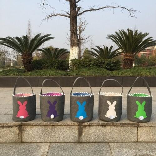 100pcs/lot New Arrival Multi Colors Cute Bunny Easter Basket Holiday Present Big Capacity Bucket Decoration