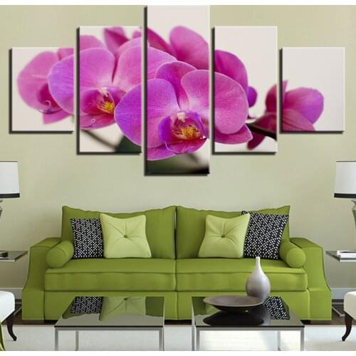 Butterfly orchid Pink Flower Picture HD Canvas Print Painting Flora For Living Room Wall Art Decoration 5 Pieces