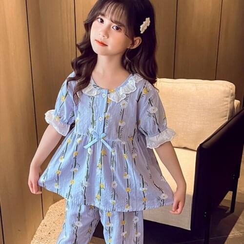 Girl Boys Pajamas Suits 2021 Spring Summer Cotton Nightclothes Nightgowns Homewear Sleepwear Pajamas Sets Children Clothing