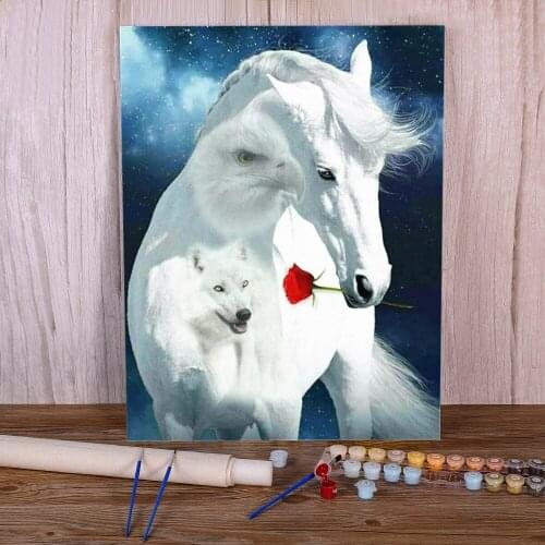 Horse Animal DIY Painting By Numbers Set Oil Paints 40*50 Canvas Painting Wall Decoration For Adults Wall Art For Wholesale