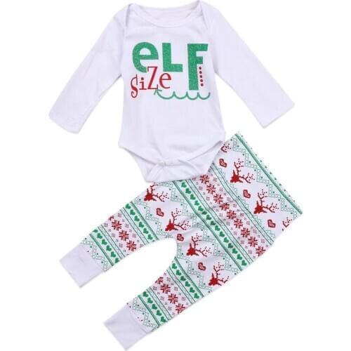 Baby Xmas Clothes Newborn Baby Girl Boy Cotton Bodysuit Tops +Long Pants Hat Outfits Clothes Set 0-24M одежда для новорожденых
