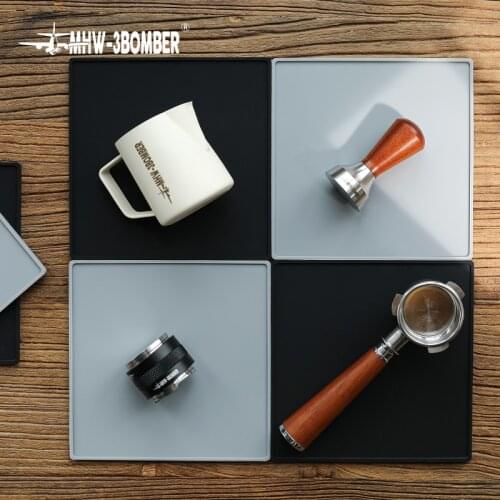 MHW-3BOMBER Square Silicone Pad Coffee Bar Anti-Slip Heat Resistant Barista Tools Coffee Machine Accessories Latte Cappuccino