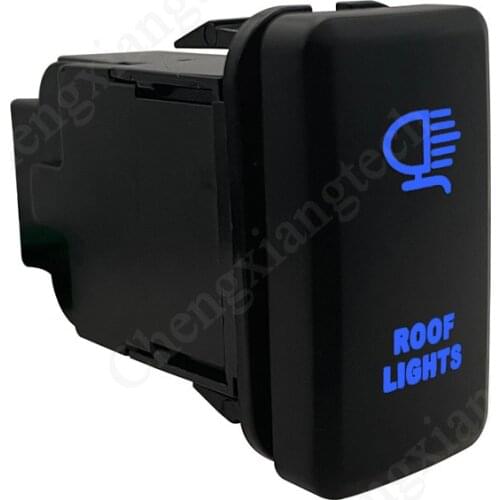 Blue LED Car Push Button Switch Roof Lights For Toyota Prado Landcruiser Hilux FJ Cruiser ON OFF Switch + Wire 12 Volt 3Amp