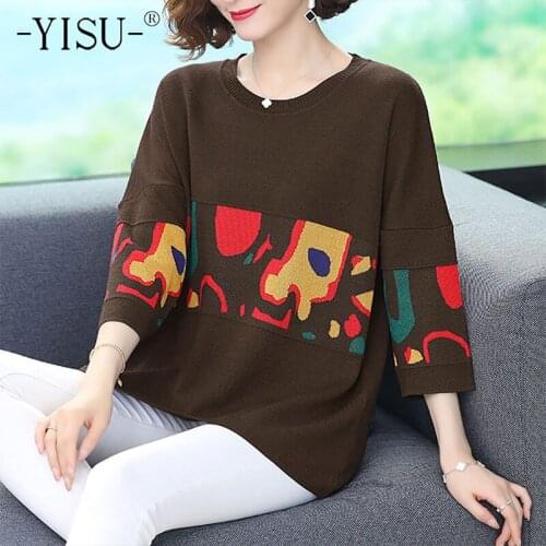 YISU 2021 Spring Autumn Sweater Women O-Neck Knitted Pullover Loose Long sleeve Female Thin Women Sweater