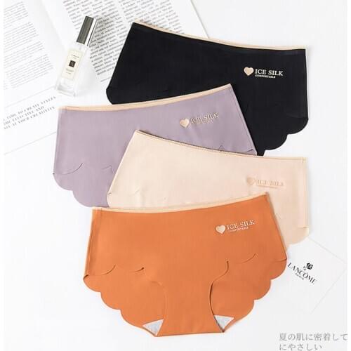 AU06 2Pcs/ lot mid-ris panties women sexy underwear cotton briefs seamless panties xl invisible new ice silk lingere for girl