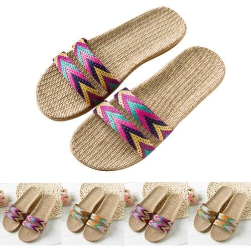 Womens Fashion Shoes Anti-slip Linen Home Indoor Open Toe Flat Shoes Beach Slippers Hawaii Casual Simple Slippers Туфли 2021