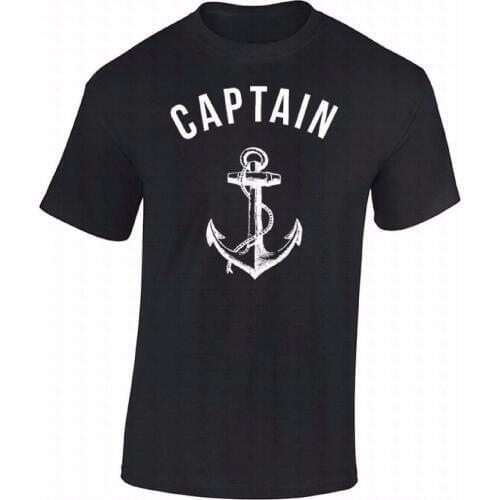 High Quality T-shirt Captain T-shirt Men Anchor Skull Nautical Sea Sailor Ship Marine Fashion Cool Gift Marines Shirt