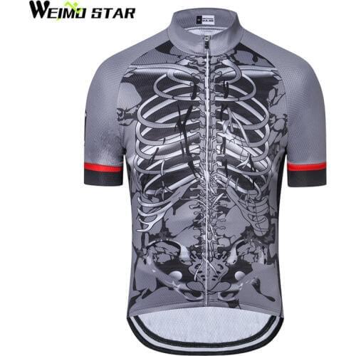 Weimostar Skeleton Cycling Jersey Men Summer Breathable Bicycle Cycling Clothing 100% Polyester MTB Bike Jersey Shirt Ciclismo