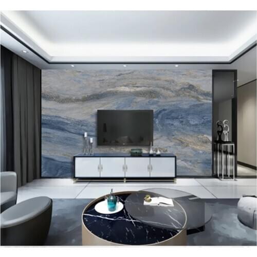 Xuesu Hd landscape marble blue jinsha marble background wall custom wallpaper 8D waterproof wall cloth