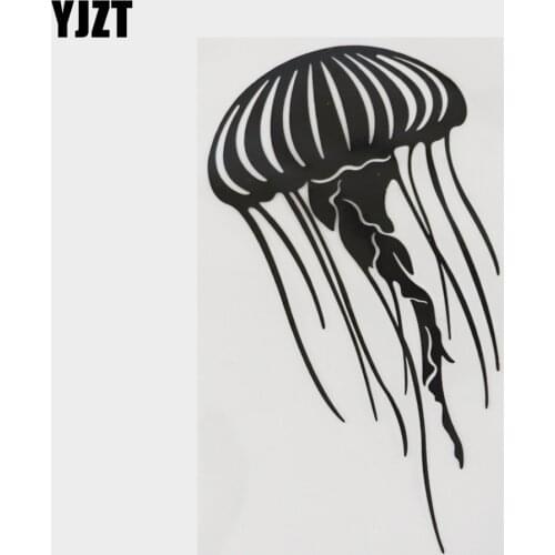 YJZT 9.7CM×16.9CM Marine Animal Lantern Jellyfish Tentacle Decal Vinyl Car Sticker Black/Silver 18A-0326