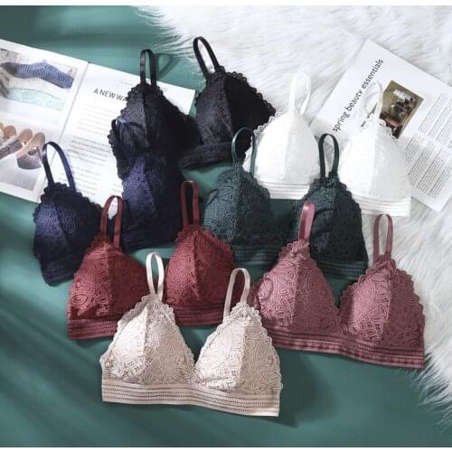 Women Bra Sexy Lace Underwear Beauty Back Comfort Intimates Wirefree Thin Cup Brassiere Girls Lingerie