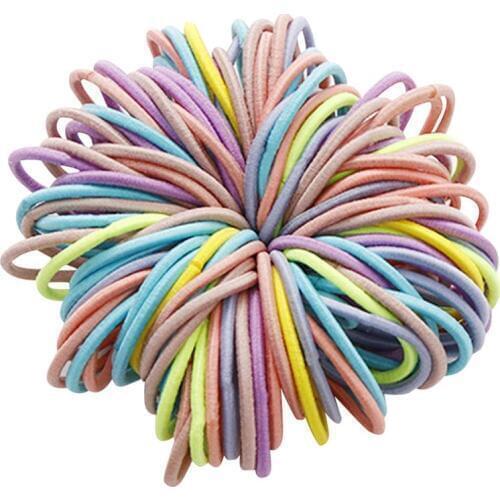 100Pcs/Set 1.18in Colorful Girls Hair Ropes Nylon Elastic Solid Color Hair Band Ponytail Holder Hair Accessories For Women Girls