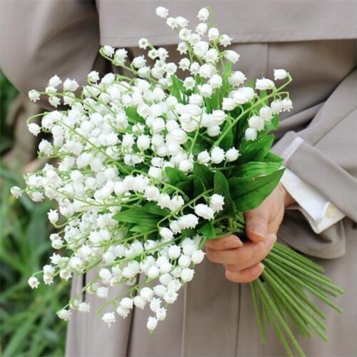 12Pcs Fake Single Stem Bell Orchid (2 stems/picec) 14.57" Length for DIY Bridal Bouquet Wedding photography Artificial Flower