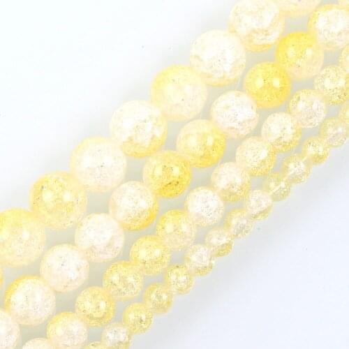 15"Strand Smooth White And Yellow Round Cracked Crystal Stone Beads Loose Spacer Beads For Jewelry Making Bracelet Neck 6-12mm