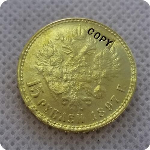 1897 RUSSIA 7.5 ROUBLE and 15 ROUBLE Gold Copy Coins