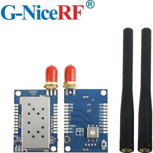 2PCS SA828 UHF 400~480MHz 3-5km Distance and 1W Outpower Walkie Talkie Module +2PCS Rubber Antennas