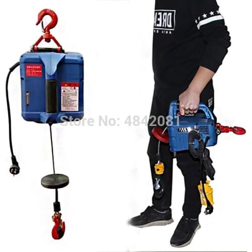 200KG Three In One Electric Hoist Portable Hand Winch Traction Block Steel Wire Rope Lifting Hoist 220V/110V